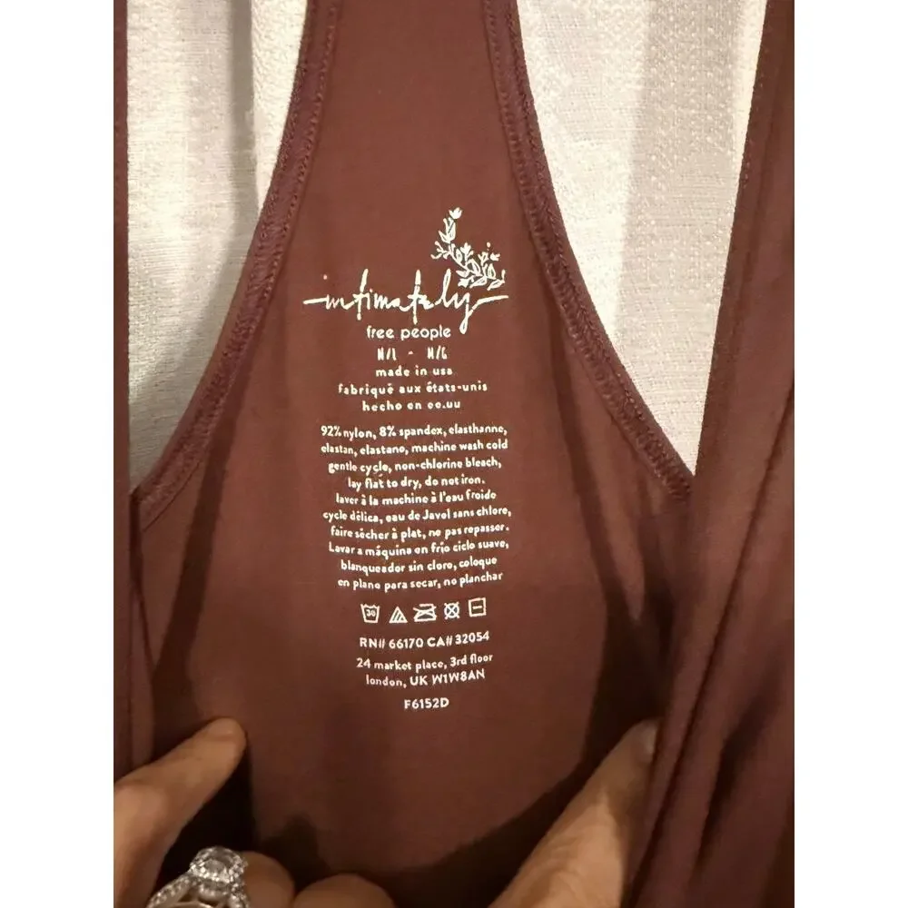 Free People Intimately Signature Seamless Racerback Bodycon Dress Chocolate M/L